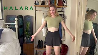 Halara Try on Haul  MustHaves For Spring  Viral Tennis Dresses Crossover Skirts Cropped Tops [upl. by Leissam98]