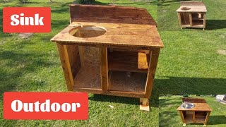 How I made a simple outdoor sink from old lumber and scraps [upl. by Enyt]