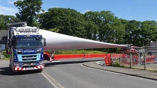 Wind turbines transport amazing driving in round circle [upl. by Tiphani823]