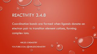 IB Chemistry HL Only  Reactivity 348  Complex Ions and Coordinate Bonds [upl. by Neit]