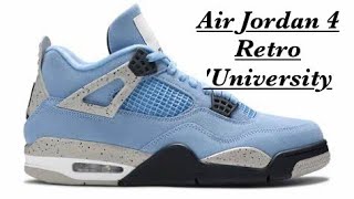 Air Jordan Flight Sneakers  Air Jordan 4 Retro University For Men  Blue Review amp Unboxing [upl. by Downall]