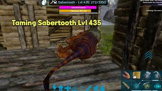 Taming 435 Lvl Sabertooth  How to tame Sabertooth Ark Mobile  Ark mobile revamp Ep6 [upl. by Nwahsauq6]