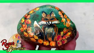 Fall Fox Rock Painting [upl. by Koetke638]