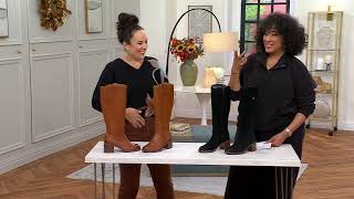 Clarks Signature Leather Heeled Tall Shaft Boot  Chamberly Up on QVC [upl. by Ailito]