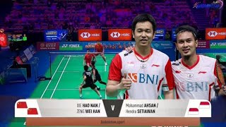 Xie Hao NanZeng Wei Han CHN vs Mohammad AhsanHendra Setiawan INA Round 32 MD Arctic Open 2024 [upl. by Simmons]