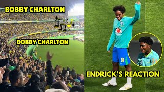 Endrick REACTION To Bobby Charlton Chants From Brazil Fans [upl. by Nosidam]