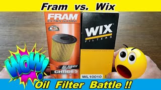 Fram Oil Filter CH11665 Cut Open vs Wix Oil Filter WL10010 Cut Open [upl. by Nevarc]