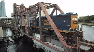 CSX Train Crosses Historic Drawbridge Then Raises After [upl. by Nahgiem177]