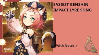 Easiest Genshin Impact Lyre Cover  With Notes  Happy birthday song [upl. by Leavy]