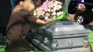 Bray Wyatts Wife Cries at His Funeral as WWE amp AEW Wrestlers Attend Service  WWE News Today [upl. by Yorgo682]