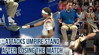 Tennis player slams umpires chair with his racket a breakdown [upl. by Ettenyl]