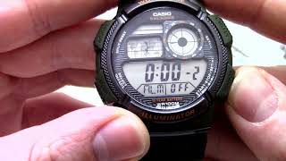 Часы Casio Illuminator AE1000W3A  Инструкция как настроить  WatchForumRU [upl. by Ramso]