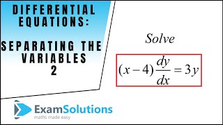 Solving a Differential Equation by separating the variables 2  ExamSolu [upl. by Corey]