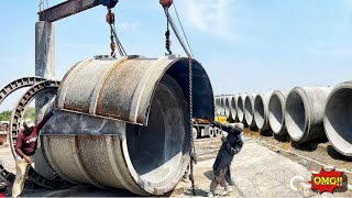 Concrete Huge pipe Manufacturing Complete process in a factory  Making sewage Huge Concrete pipe [upl. by Renae]