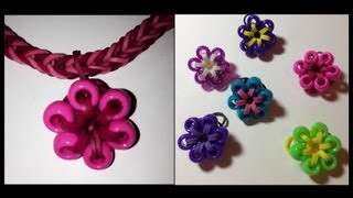 Beaded Flower Charm for the Rainbow Loom [upl. by Nnylharas]