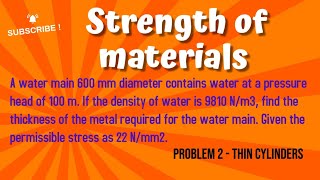 A water main 600 mm diameter contains water at a pressure head of 100 m If the density of water is [upl. by Jocko]