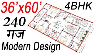 3660 House Plan South Facing  240 Gaj ka Naksha  2160 sq ft house plan  Ghar Ka Naksha [upl. by Niehaus]