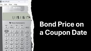 Bond Price on a Coupon Interest PMT Date [upl. by Descombes]