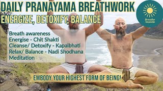 Daily Energizing Breathwork Pranayama with Adam from Breathe Ananda [upl. by Oznecniv805]