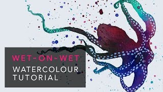 Octopus wetonwet watercolour tutorial ✎ CurtisSheeran [upl. by Folberth434]