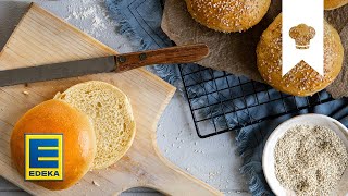 Burger Buns selber machen  Rezept für Brioche BurgerBrötchen mit SesamTopping  EDEKA [upl. by Llemart]