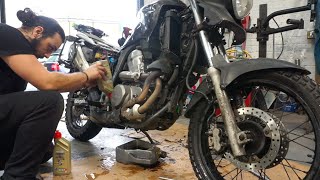 Ep 65  Servicing the Honda Transalp 700  Motorcycle Trip Around Europe [upl. by Lewert]