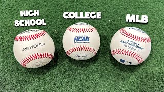 MLB Ball vs NCAA Ball vs HIGH SCHOOL Ball  Which baseball is hotter [upl. by Guise]