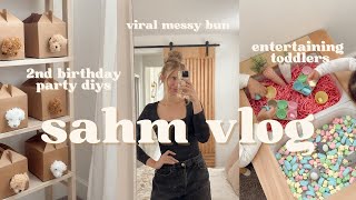 viral messy bun entertaining toddlers 2nd birthday party DIYs  more  big feelings  sahm vlog [upl. by Hullda]