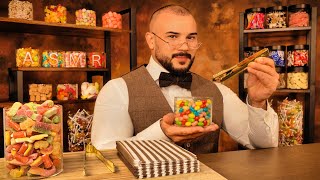 English Sweet Shop ASMR 🍭 Sweet Tasting  Take Your Order  Paper Crinkles  Chocolate Cutting [upl. by Handler]