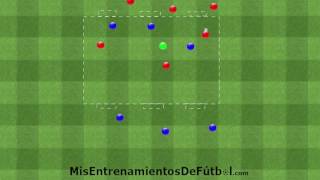 Ejercicio de fútbol Rondo 3 jugadores contra 3 más 1 neutral con finalización en 3 porterias [upl. by Woolcott]