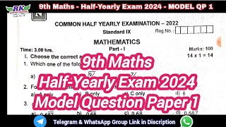 TN 9th MathsHalfYearly Exam 2024Model Question Paper 1PDF link in Discription [upl. by Nileve217]