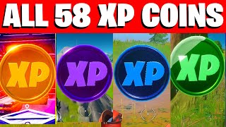 All 58 XP COINS LOCATIONS IN FORTNITE SEASON 4 Chapter 2 WEEK 16 [upl. by Moule]