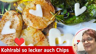 👉 so gelingen Kohlrabi Chips  du wirst süchtig danach  die Kohlrabisteak in der Heißluftfritteuse [upl. by Danialah]