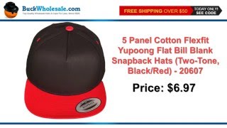 5 Panel Cotton Flexfit Yupoong Flat Bill Blank Snapback Hats TwoTone BlackRed [upl. by Mcneely851]