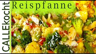 Leichte Reispfanne mit knackigem Gemüse  Schnell und lecker  Rezept [upl. by Tull]