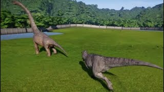 Dino Wars  highly modified TRex VS Brachiosaurus  will they fight Jurassic world evolution [upl. by Erehc209]