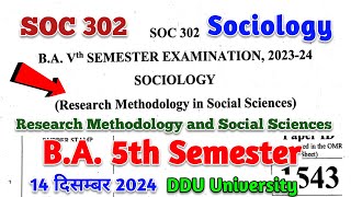 BA 5th semester sociology 302  research methodology and social sciences  soc 302 [upl. by Margarethe13]