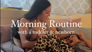 REALISTIC MORNING ROUTINE WITH A TODDLER AND NEWBORN [upl. by Oinotla]