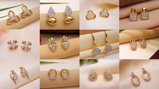 Stud Gold and Diamond Earrings Designs with Price and Weight  Gold Studs Designs indhus [upl. by Reivaxe121]