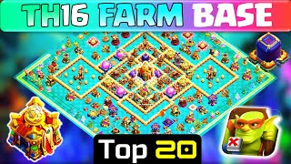 TOP 20 TH16 FARMING BASE LINK 2024 Clash of Clans Updated [upl. by Merell]