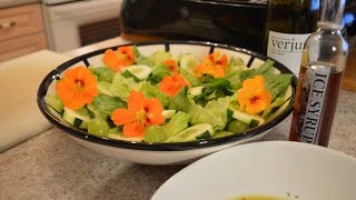 How to Make Romaine Salad with Cucumbers Grapes amp Nasturtium Flowers Cooking with Kimberly [upl. by Gentes273]