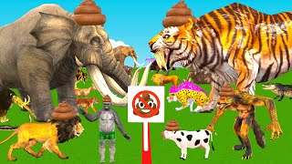 10 Mammoth Elephant Cow vs 5 Giant Tiger Bull Zombie Lion Attack Cow Baby Saved by Woolly Mammoth [upl. by Ttenyl]