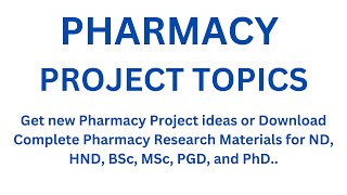 Pharmacy Project Topics [upl. by Connelly]