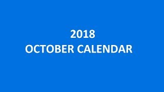 2018 October Calendar Printable Templates Holidays Excel PDF [upl. by Sollie15]