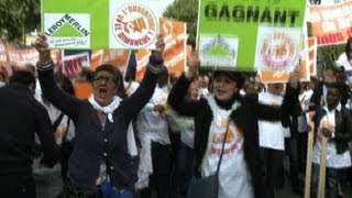 French protest over Sunday closure of DIY stores [upl. by Eenalem]