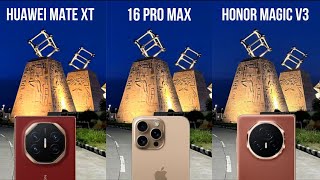 Huawei Mate XT Ultimate Vs iPhone 16 Pro Max Honor Magic V3 Camera Test Comparison Triple Fold Phone [upl. by Akimrehs]