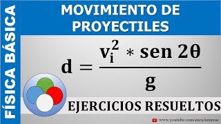 EJERCICIO RESUELTO DE MOVIMIENTO DE PROYECTILES  DISTANCIA EN DIRECCIÓN HORIZONTAL [upl. by Aenea968]