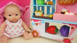 Baby doll and food cart house toys play [upl. by Nava316]