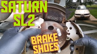 How to replace the rear brake shoesdrum brakes on a 19912002 Saturn SL2 SL1 SW2 [upl. by Dolora74]