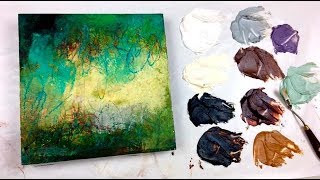 Abstract Art Layering Over A Dry Panel with Oil and Cold Wax [upl. by Ahsac]